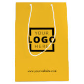 Eigene Werbung für gelbes Shopping-Logo Mittlere Geschenktüte (Vorderseite)