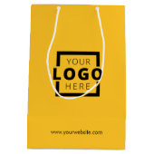 Eigene Werbung für gelbes Shopping-Logo Mittlere Geschenktüte (Rückseite)