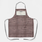 Eigener Bäckereiname Rosa + Karierter schwarzer Ka Schürze (Vorderseite)