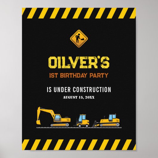 Eigener Begrüßungstruck Gelbgelber Baustanzwagen Poster (Vorne)