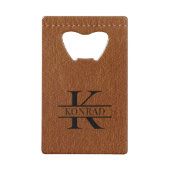 Eigener brauner Leder Druckmonogramm Flaschenöffne Geldbeutel Flaschenöffner (Rückseite)