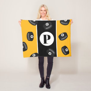 Eigener Eishockey-Puckname Initial Monogramm Fleecedecke