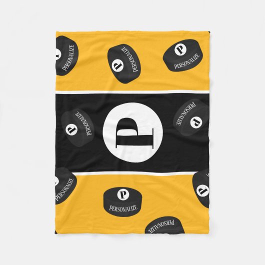 Eigener Eishockey-Puckname Initial Monogramm Fleecedecke (Vorderseite)