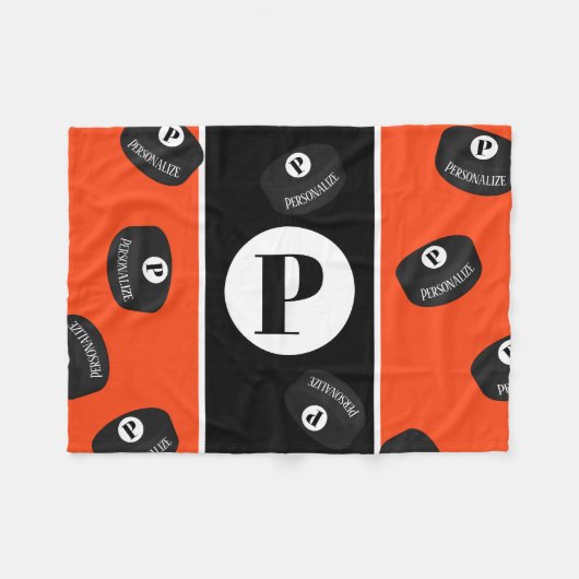 Eigener Eishockey-Puckname Initial Monogramm Fleecedecke (Vorderseite (Horizontal))
