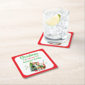 Eigener Familienname - Baum und Katzenrot Weihnach Rechteckiger Pappuntersetzer (Vor Ort)