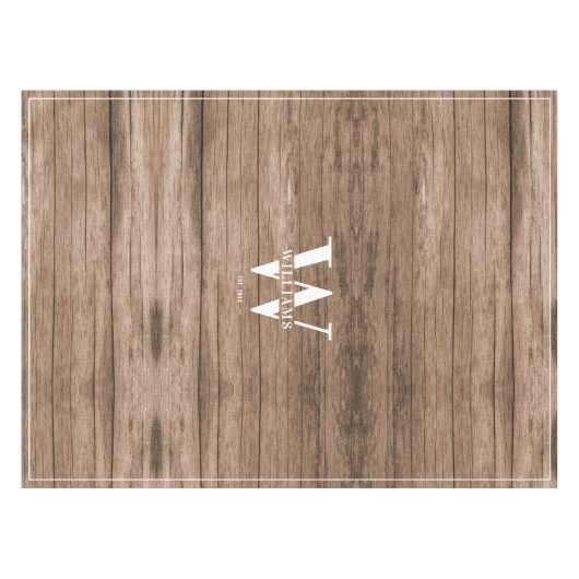 Eigener Familienname Monogramm rustikales Bauernho Tischdecke (Vorderseite (Horizontal))