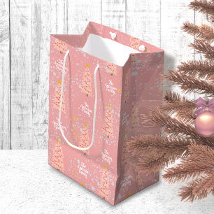 Eigener Familienname Rosa Weihnachtsbaume Moderne Mittlere Geschenktüte