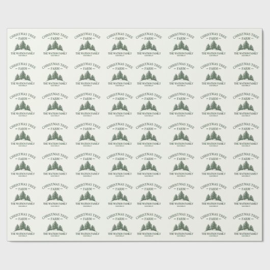 Eigener Familienname Weihnachtsbaumbaum Retro Geschenkpapier (Flach)