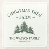 Eigener Familienname Weihnachtsbaumbaum Retro Glasuntersetzer (Vorderseite)