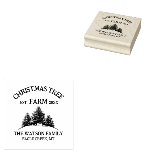 Eigener Familienname Weihnachtsbaumbaum Retro Gummistempel (Stempel)