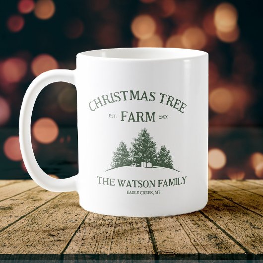 Eigener Familienname Weihnachtsbaumbaum Retro Kaffeetasse