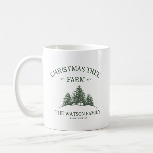 Eigener Familienname Weihnachtsbaumbaum Retro Kaffeetasse (Links)