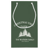 Eigener Familienname Weihnachtsbaumbaum Retro Kleine Geschenktüte (Rückseite)