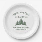 Eigener Familienname Weihnachtsbaumbaum Retro Pappteller (Vorderseite)