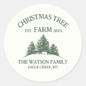 Eigener Familienname Weihnachtsbaumbaum Retro Runder Aufkleber (Vorderseite)