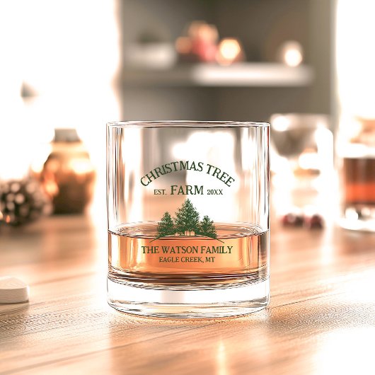 Eigener Familienname Weihnachtsbaumbaum Retro Whiskyglas