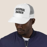 Eigener, feiner Text Mens Personal Trainer Basebal Truckerkappe<br><div class="desc">Fügen Sie Image Company Logo große große kühne Schriftart Text hier Moderne elegante Vorlage Männer's Women's Unisex Schwarz-weiß Baseball Cap / Personal Trainer Trucker Hut.</div>