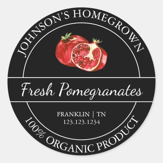 Eigener Garten Frische Bio Granatapfel Runder Aufkleber (Vorderseite)