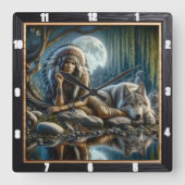 Eigener Geist: Blasen des goldenen Lichts Quadratische Wanduhr (Vorderseite)