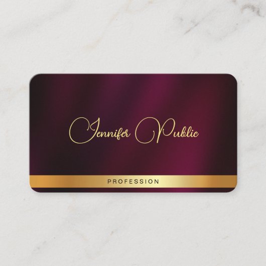 Eigener Goldskriptname Text gerunded Corner Luxus Visitenkarte (Vorderseite)