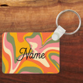 Eigener Groovy Liquified Marble Retro 60er Vintag Schlüsselanhänger (Vorderseite)