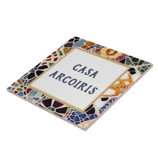 Eigener Hausname Zeichen farbenfrohe spanische Mos Fliese (Seite)