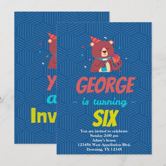 Eigener Kinderbär Dieser Cartoon lädt Sie ein Einladung (Vorne/Hinten)