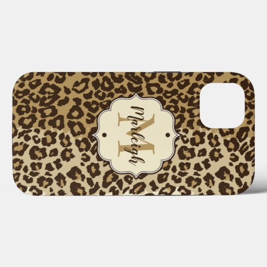 Eigener Leopardrucker Name des Monogramms Case-Mate iPhone Hülle (Rückseite (Horizontal))