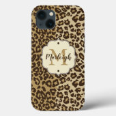 Eigener Leopardrucker Name des Monogramms Case-Mate iPhone Hülle (Rückseite)