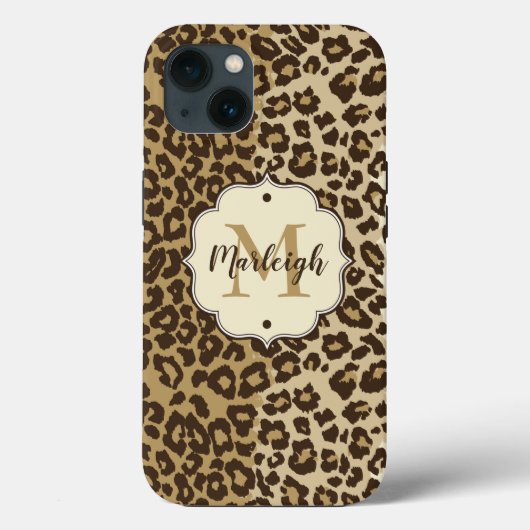 Eigener Leopardrucker Name des Monogramms Case-Mate iPhone Hülle (Rückseite)