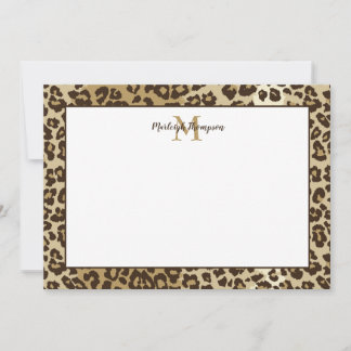 Eigener Leopardrucker Name des Monogramms Dankeskarte