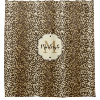 Eigener Leopardrucker Name des Monogramms Duschvorhang
