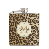 Eigener Leopardrucker Name des Monogramms Flachmann (Vorderseite)