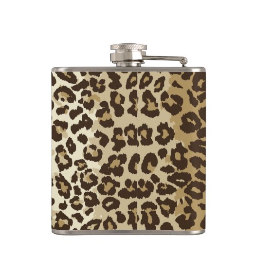 Eigener Leopardrucker Name des Monogramms Flachmann (Rückseite)