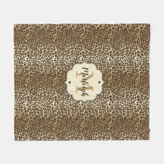 Eigener Leopardrucker Name des Monogramms Fleecedecke (Vorderseite (Horizontal))