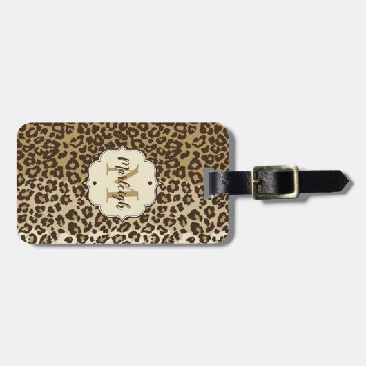 Eigener Leopardrucker Name des Monogramms Gepäckanhänger (Vorderseite horizontal)