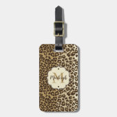 Eigener Leopardrucker Name des Monogramms Gepäckanhänger (Vorderseite vertikal)