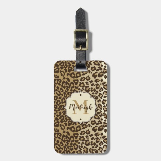 Eigener Leopardrucker Name des Monogramms Gepäckanhänger (Vorderseite vertikal)