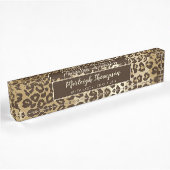 Eigener Leopardrucker Name des Monogramms Namensplakette
