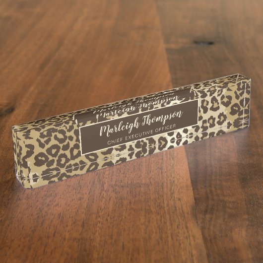 Eigener Leopardrucker Name des Monogramms Namensplakette (Seite)