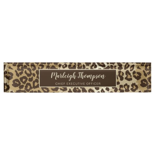 Eigener Leopardrucker Name des Monogramms Namensplakette (Vorderseite)