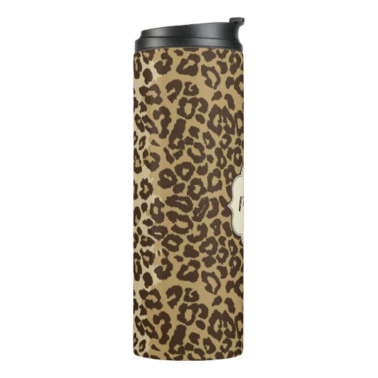 Eigener Leopardrucker Name des Monogramms Thermosbecher (Nach links gedreht)
