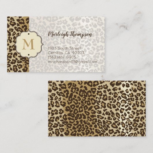 Eigener Leopardrucker Name des Monogramms Visitenkarte (Vorne/Hinten)