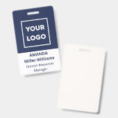 Eigener Logo-Mitarbeiter mit fett blauem Navy-Name Ausweis (Vorder- & Rückseite)