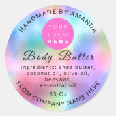 Eigener Logo Name Body Butter Kosmetik Holograph Runder Aufkleber (Vorderseite)