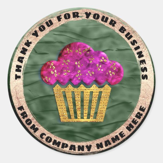 Eigener Logo Name Gold Custom Green Cake Sweet Runder Aufkleber (Vorderseite)