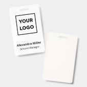 Eigener Logomitarbeiter Einfacher weißer Name Ausweis (Vorder- & Rückseite)