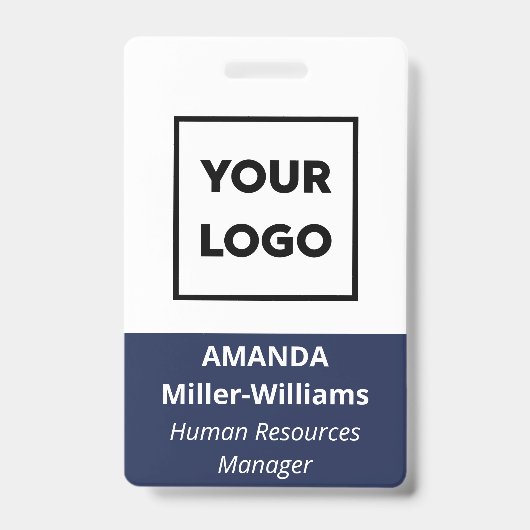 Eigener Logomitarbeiter mit feinem, weißem Navy-Bl Ausweis (Front)