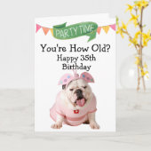 Eigener lustiger 35. Geburtstag von Ihrer Hundekar Karte (Gelbe Blume)