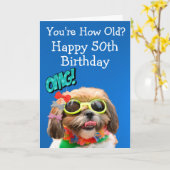 Eigener lustiger 50. Geburtstag des Hundes Karte (Gelbe Blume)